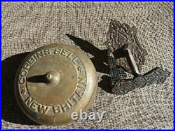 Antique Corbins Door Bell Brass with Outside Ringer Handle Pat 1865 1869