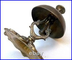 Antique Counter Desk Reception Ringing Bell in Brass withFlower Top, 1900 (CM1970)