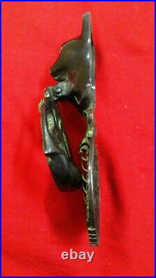 Antique Design Cat Shape Decorative Door Knocker Brass Bell Handmade Gift VR335