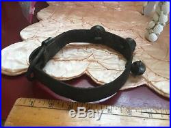 Antique Dog Collar Leather Brass Bells