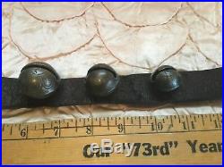 Antique Dog Collar Leather Brass Bells