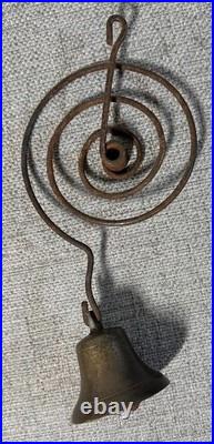 Antique Door Bell General Store Coil Spring Mercantile Farmhouse Primitive Brass