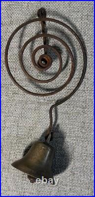 Antique Door Bell General Store Coil Spring Mercantile Farmhouse Primitive Brass