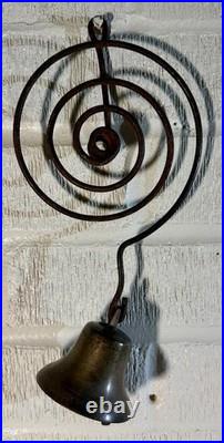 Antique Door Bell General Store Coil Spring Mercantile Farmhouse Primitive Brass