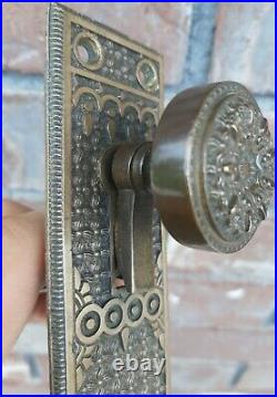 Antique Door Bell Pull Handle Reading Elaine Brass Bronze 1889 Ringer Lever Knob
