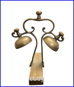 Antique Double Brass Bell Horse Chimes Saddle Hames Carriage Bells Mounted
