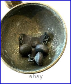 Antique Double Brass Bell Horse Chimes Saddle Hames Carriage Bells Mounted