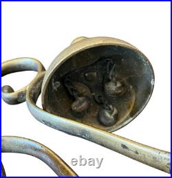 Antique Double Brass Bell Horse Chimes Saddle Hames Carriage Bells Mounted