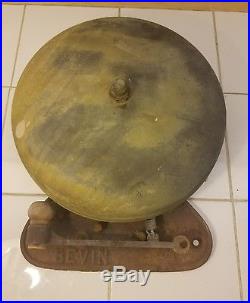 Antique Early 12 Brass BEVIN Boxing Fire School Industrial Bell Jack Dempsey