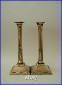 Antique English Bell Metal Georgian, Neoclassical 10 7/8 Tall Candlesticks