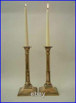 Antique English Bell Metal Georgian, Neoclassical 10 7/8 Tall Candlesticks