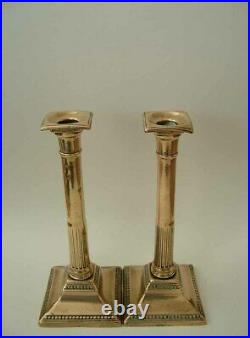 Antique English Bell Metal Georgian, Neoclassical 10 7/8 Tall Candlesticks