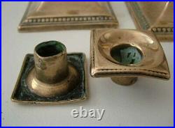 Antique English Bell Metal Georgian, Neoclassical 10 7/8 Tall Candlesticks