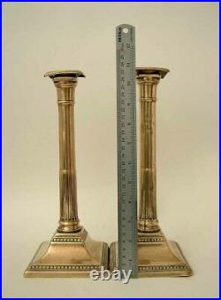 Antique English Bell Metal Georgian, Neoclassical 10 7/8 Tall Candlesticks