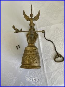 Antique English Cast Iron Brass Wall Mounted Monastery Bell