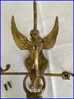 Antique English Cast Iron Brass Wall Mounted Monastery Bell