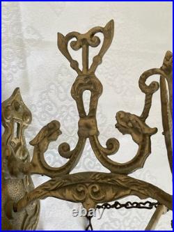 Antique English Cast Iron Brass Wall Mounted Monastery Bell
