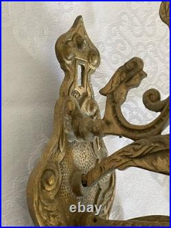 Antique English Cast Iron Brass Wall Mounted Monastery Bell