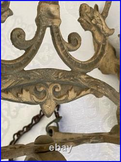 Antique English Cast Iron Brass Wall Mounted Monastery Bell