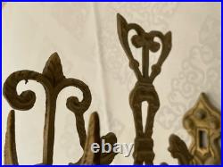 Antique English Cast Iron Brass Wall Mounted Monastery Bell