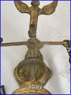 Antique English Cast Iron Brass Wall Mounted Monastery Bell