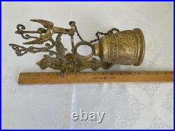 Antique English Cast Iron Brass Wall Mounted Monastery Bell