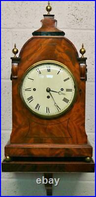 Antique English Mahogany Triple Fusee 8 Bell Musical Bracket Clock & Bracket
