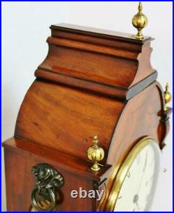 Antique English Mahogany Triple Fusee 8 Bell Musical Bracket Clock & Bracket