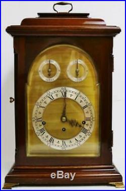 Antique English Triple Fusee Mahogany & Brass 8 Bell Musical Chime Bracket Clock