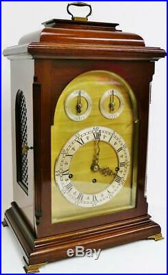 Antique English Triple Fusee Mahogany & Brass 8 Bell Musical Chime Bracket Clock