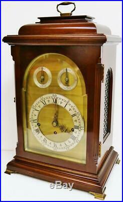 Antique English Triple Fusee Mahogany & Brass 8 Bell Musical Chime Bracket Clock