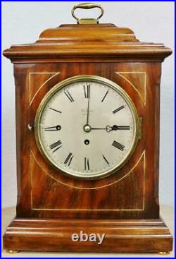 Antique English Webster Mahogany Triple Fusee 8 Bell Musical Bracket Clock