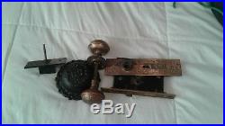 Antique Exterior Entry door knobs and cover plate with Cast iron Crank door bell