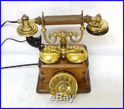 Antique & Extremely Rare Ericsson Wooden Case & Brass Two Bells Telephone