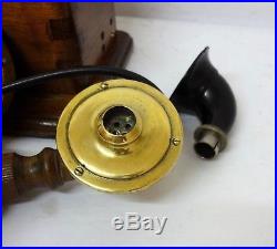 Antique & Extremely Rare Ericsson Wooden Case & Brass Two Bells Telephone
