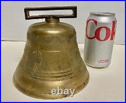 Antique FRENCH CAST METAL BRONZE BELL 1800's Large Embossed ORNATE