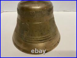 Antique FRENCH CAST METAL BRONZE BELL 1800's Large Embossed ORNATE