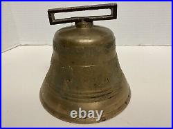 Antique FRENCH CAST METAL BRONZE BELL 1800's Large Embossed ORNATE