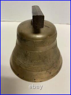 Antique FRENCH CAST METAL BRONZE BELL 1800's Large Embossed ORNATE