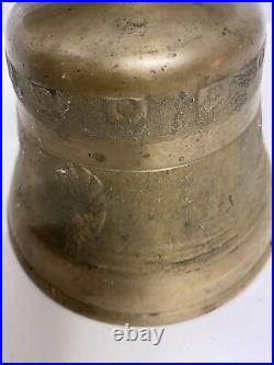 Antique FRENCH CAST METAL BRONZE BELL 1800's Large Embossed ORNATE