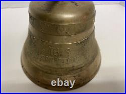 Antique FRENCH CAST METAL BRONZE BELL 1800's Large Embossed ORNATE