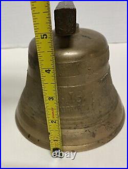 Antique FRENCH CAST METAL BRONZE BELL 1800's Large Embossed ORNATE