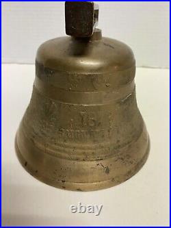 Antique FRENCH CAST METAL BRONZE BELL 1800's Large Embossed ORNATE