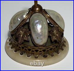 Antique FRENCH HOTEL DESK BELL GILT BRONZE MOTHER OF PEARL 19th Century