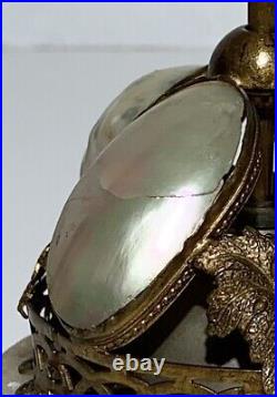 Antique FRENCH HOTEL DESK BELL GILT BRONZE MOTHER OF PEARL 19th Century