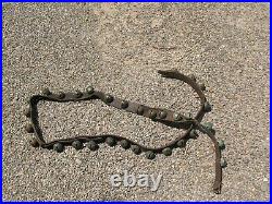 Antique Farm Fresh Equestrian Horse 32 Brass Sleigh Bells On A 6' Leather Strap