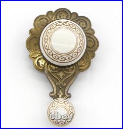 Antique Floral Brass & Porcelain Bell Lever