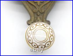 Antique Floral Brass & Porcelain Bell Lever