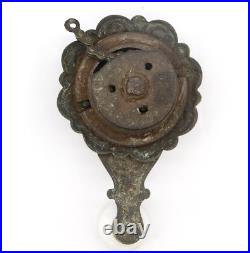 Antique Floral Brass & Porcelain Bell Lever