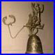 Antique French Brass Doorbell, Ornate Angel Pull Bell, Qui Me Tangit